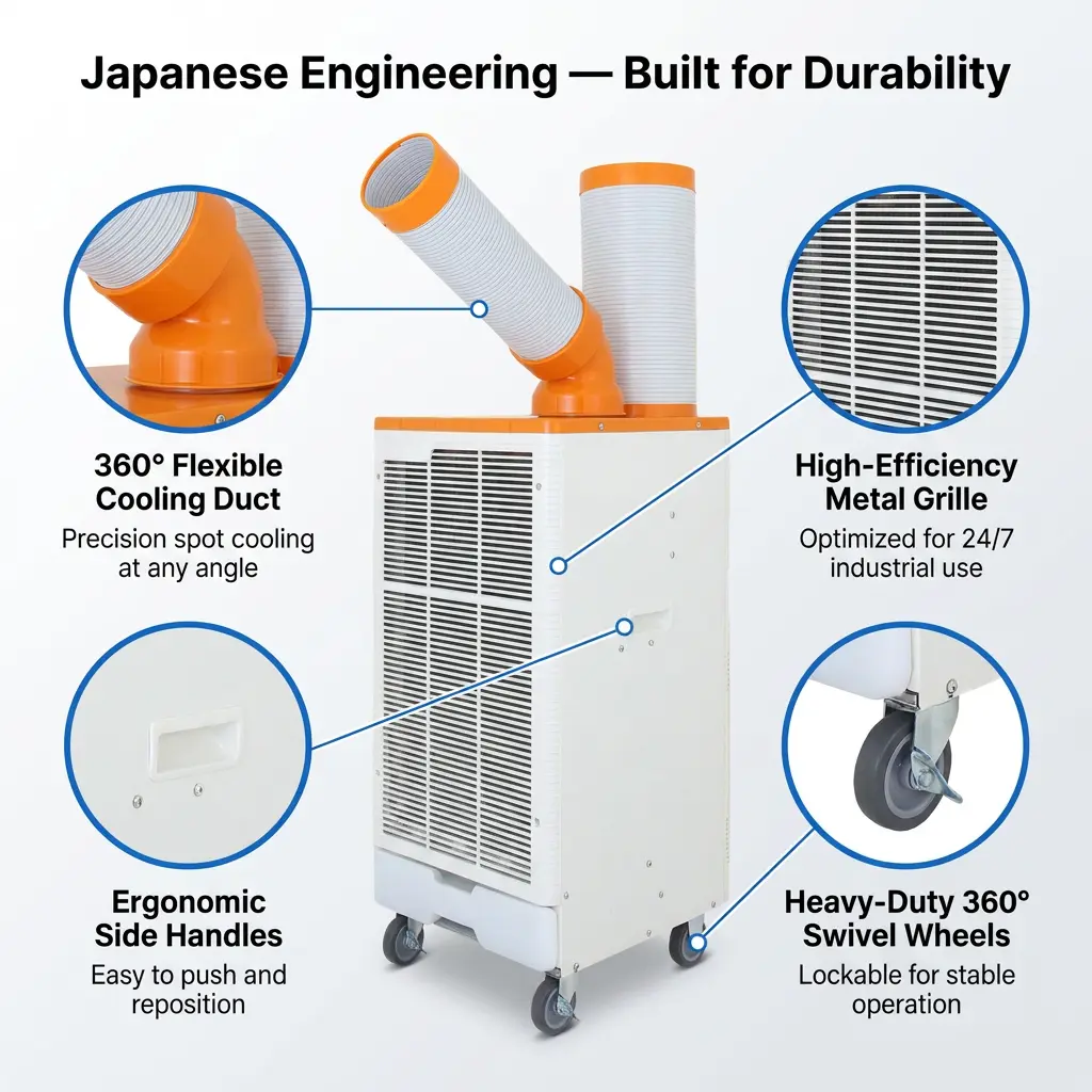 OEM Oranžová Biela Japonský štýl Chladič miesta na rýchle chladenie 3 minúty Priemyselná klimatizácia pre kovoobrábacie dielne OEM Oranžová Biela Japonský štýl Chladič miesta na rýchle chladenie 3 minúty Priemyselná klimatizácia pre kovoobrábacie dielne